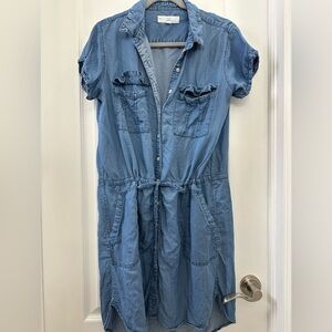 Denim drawstring casual dress size large
